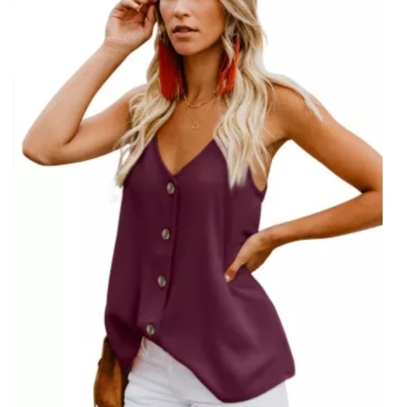 MERLOT Button-Down Chic and Trendy Cami - Picture 4 of 4